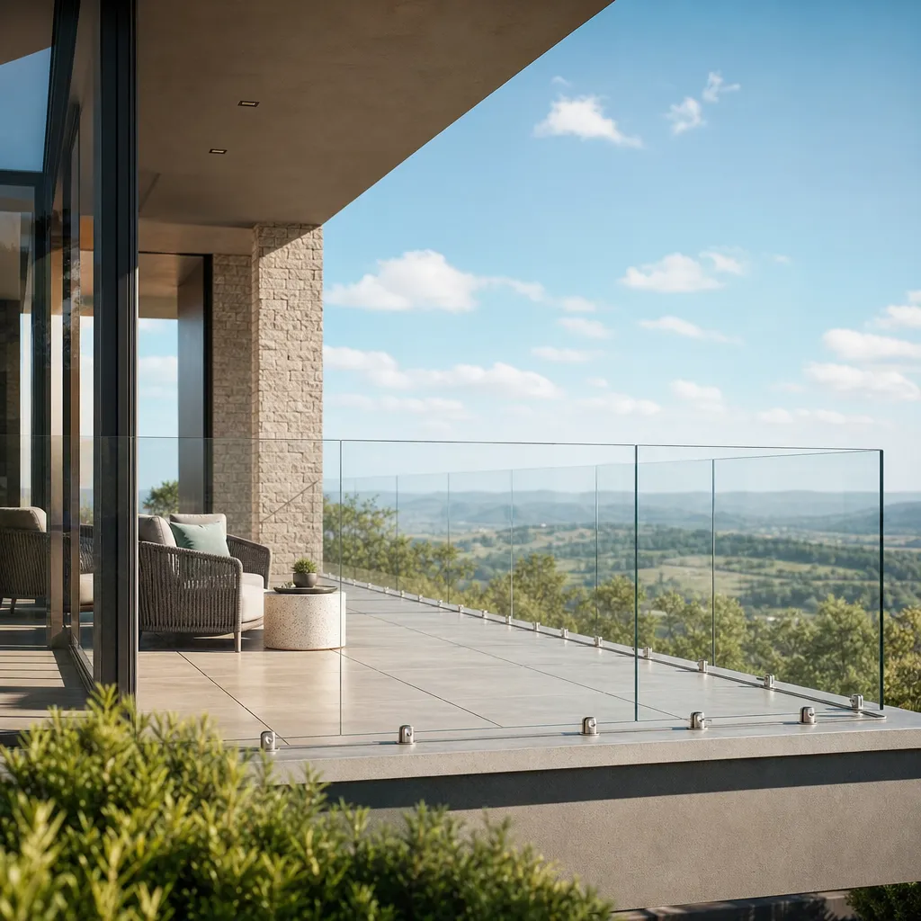 Garde-corps en verre feuilleté trempé remplacé sur une terrasse au Luxembourg — Vitralux